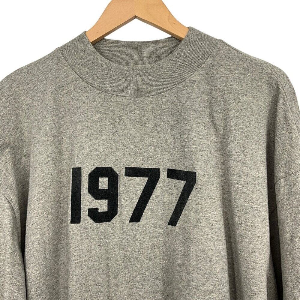 Fear of God Essentials 1977 Long Sleeve Shirt Size M Dark Oatmeal Pullover - Picture 3 of 8